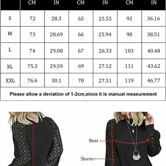 Women Long Sleeve Tops Lace Casual Loose Blouses T Shirts Round Neck Stitching - Picture 7 of 8